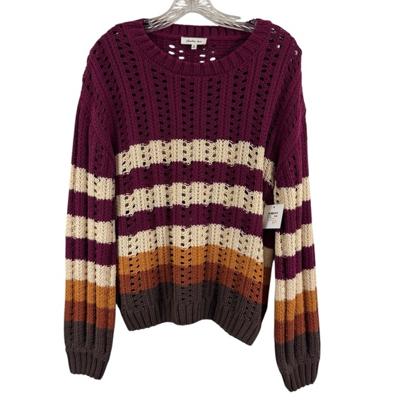 Another Love Sweaters - Another Love Ginger Stripe Sweater in Dusk Snowfall Color Block Size Medium NEW